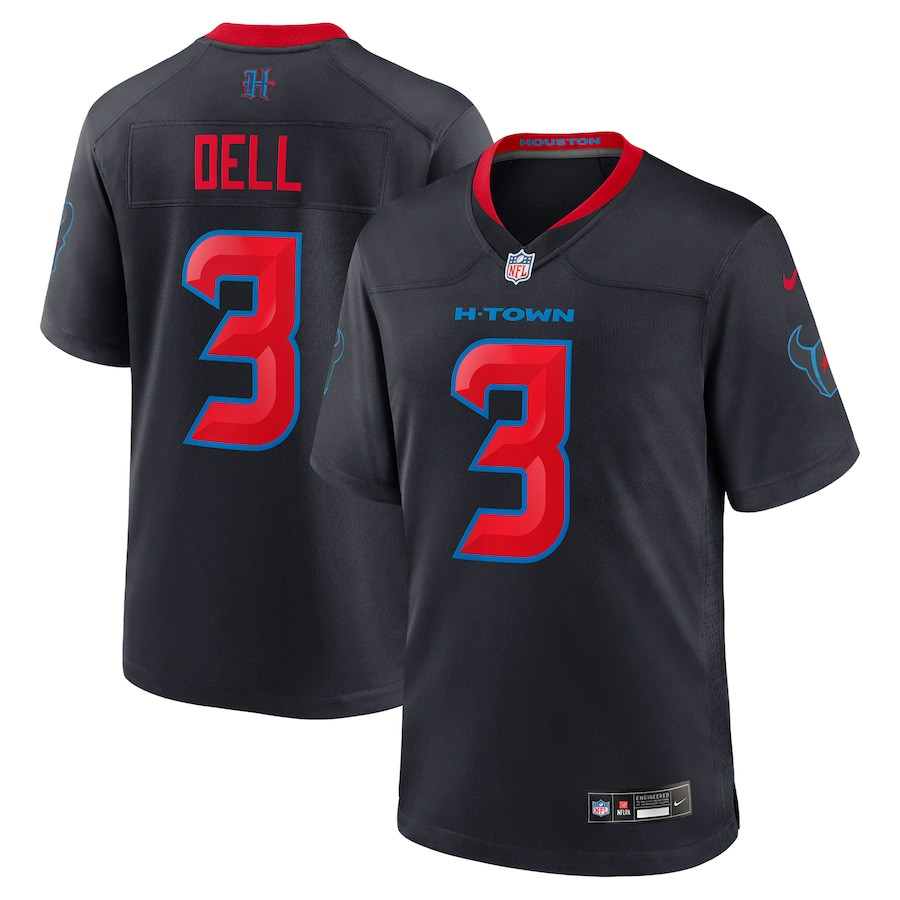 Tank Dell 3 Houston Texans 2nd Alternate Game Navy NFL Jersey Men's