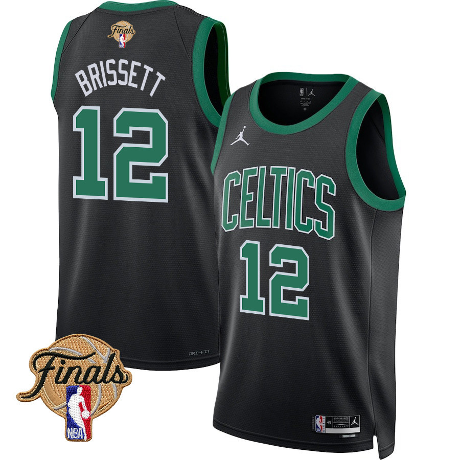 Oshae Brissett 12 Boston Celtics 2024 FINALS PATCH Swingman Statement Edition Black NBA Jersey Men's