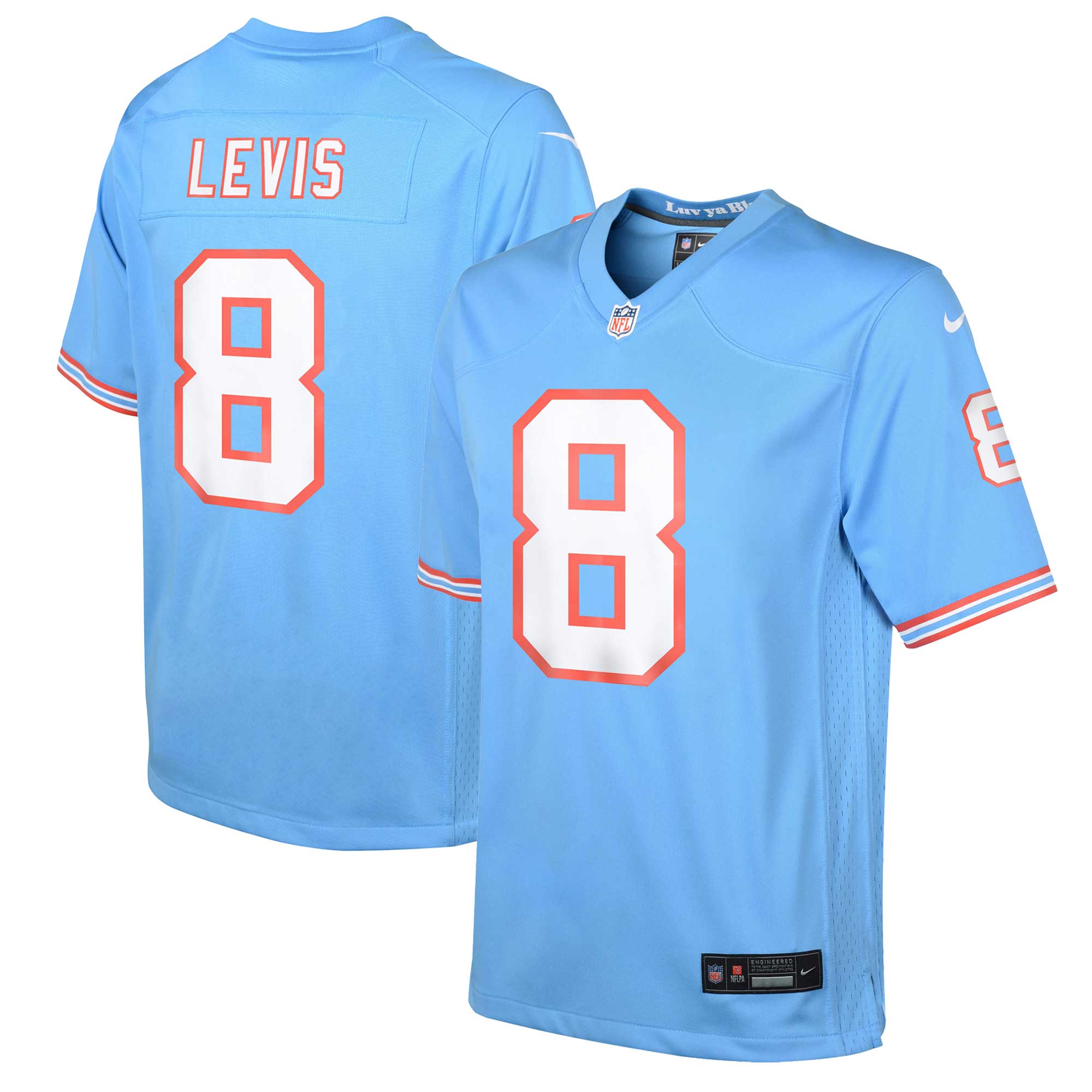 Tennessee Titans Will Levis Light Blue Oilers Throwback ALT2 Player Game NFL Jersey Youth