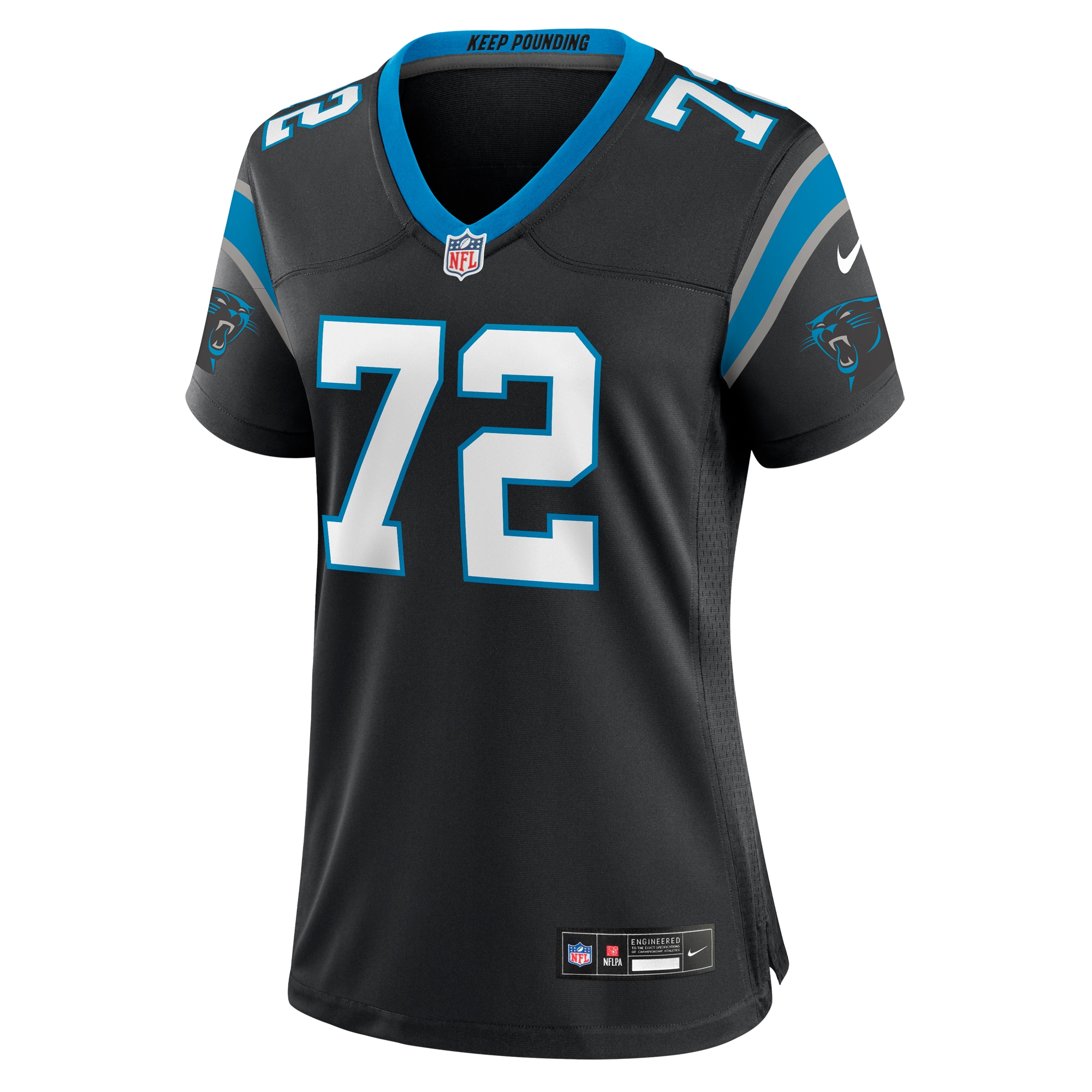 Carolina Panthers Taylor Moton Black Team Game NFL Jersey Women's