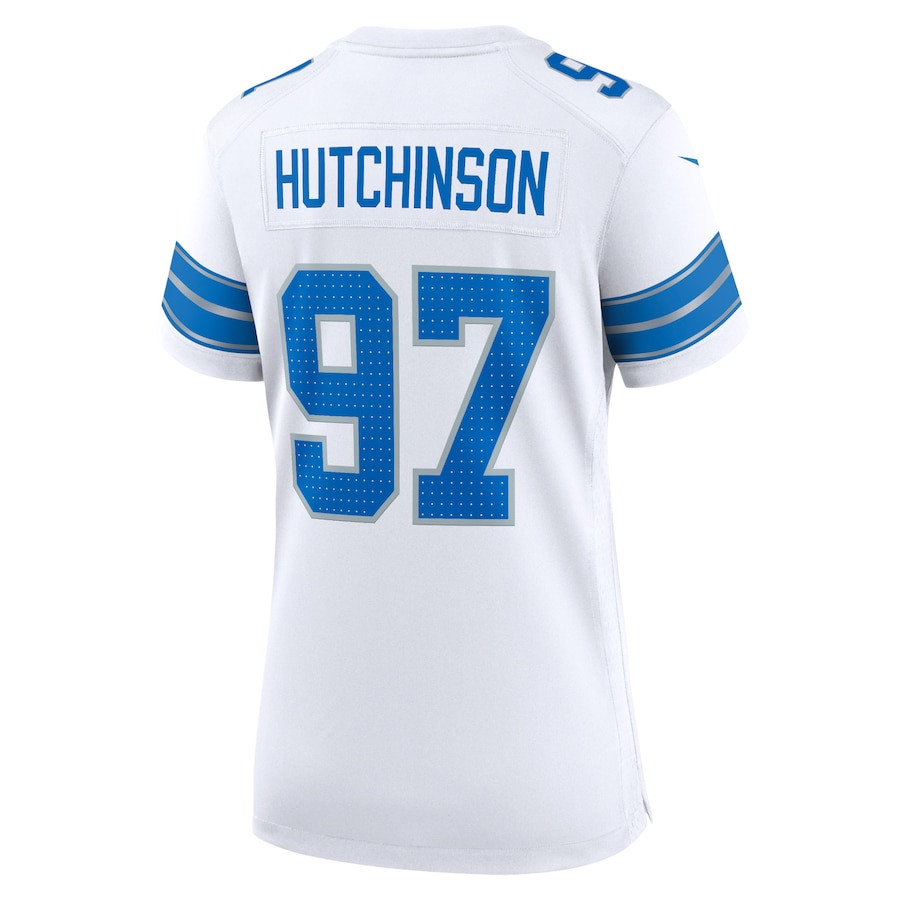 Aidan Hutchinson 97 Detroit Lions White Game White NFL Jersey Women's