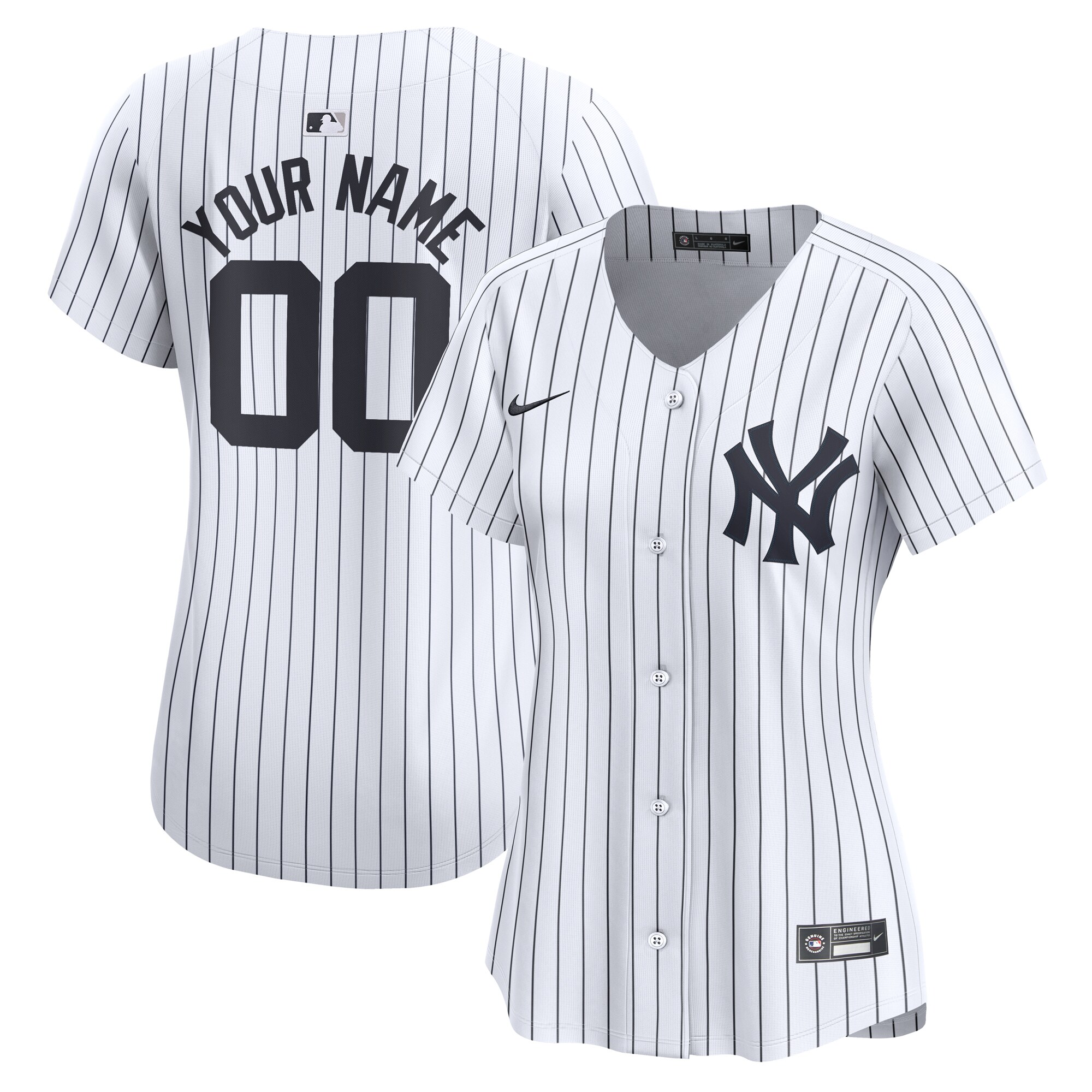 New York Yankees White Home Limited Custom MLB Jersey Women's