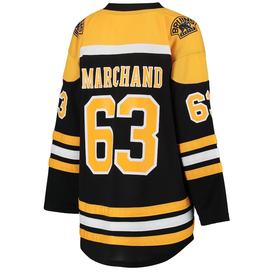 Brad Marchand 63 Boston Bruins Home Black NHL Jersey Youth