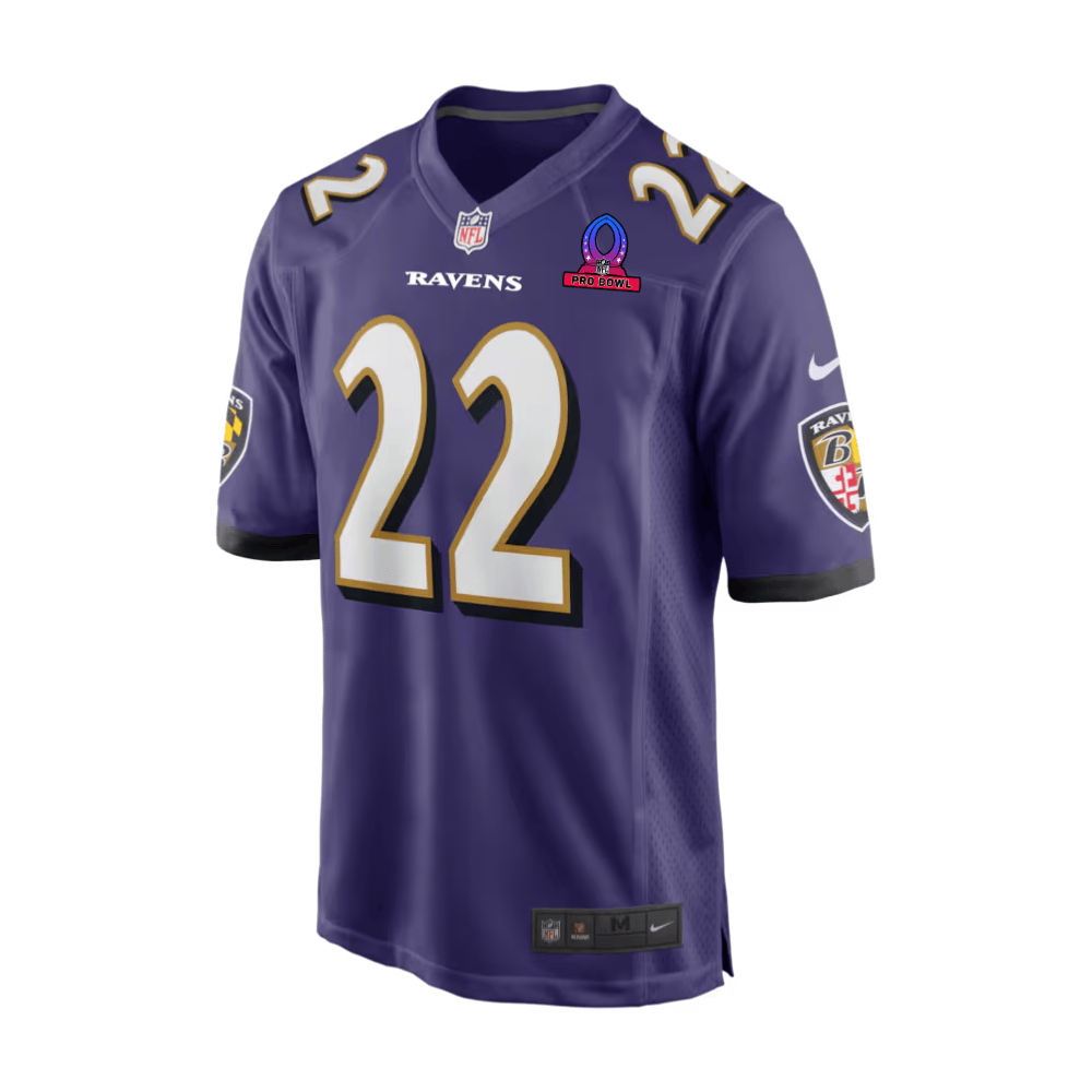 Derrick Henry 22 Baltimore Ravens 2025 Pro Bowl Patch Game Purple NFL Jersey Men's