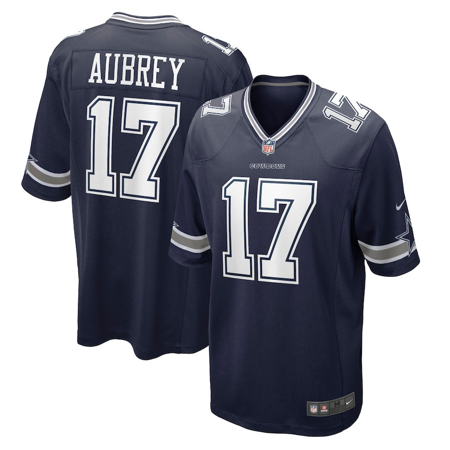 Brandon Aubrey 17 Dallas Cowboys Team Game Navy NFL Jersey Men's