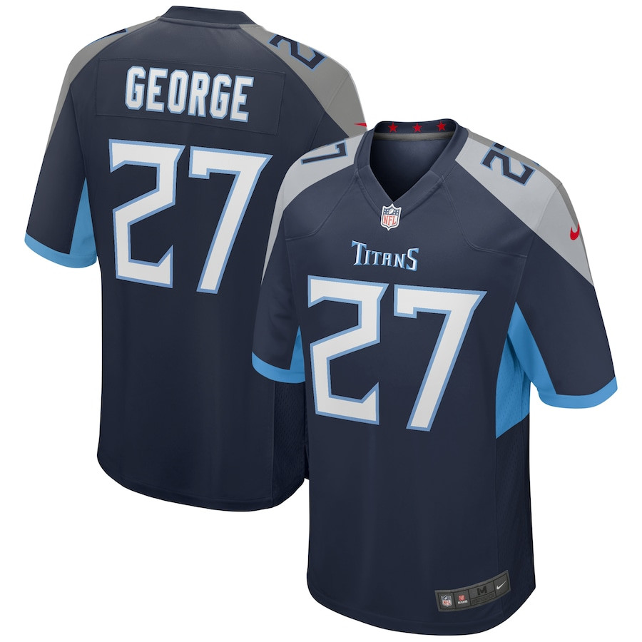 Eddie George 27 Tennessee Titans Game Retired Navy NFL Jersey Men's