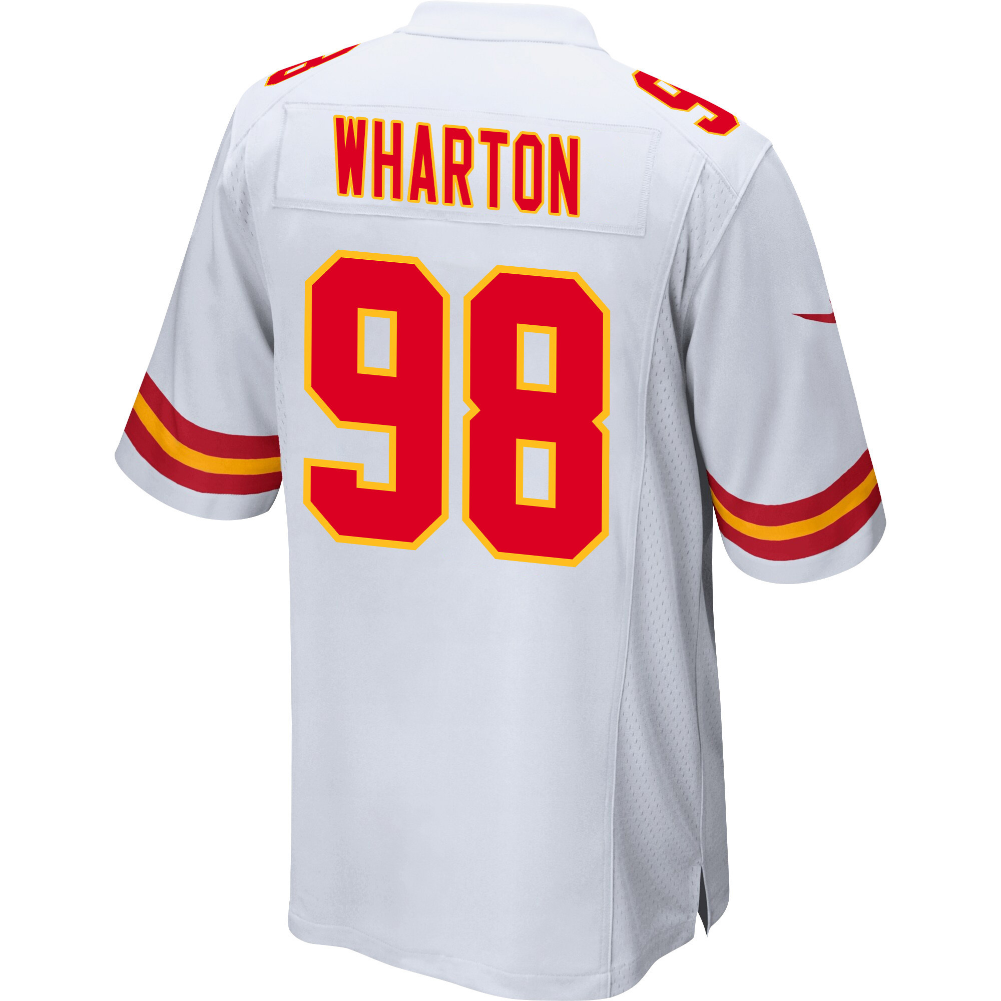 Tershawn Wharton 98 Kansas City Chiefs Super Bowl LVIII Champions 4 Stars Patch Game White NFL Jersey Men's