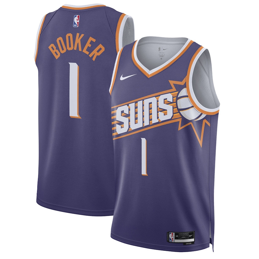 Devin Booker 1 Phoenix Suns 2023/24 Swingman Icon Edition Purple NBA Jersey Men's