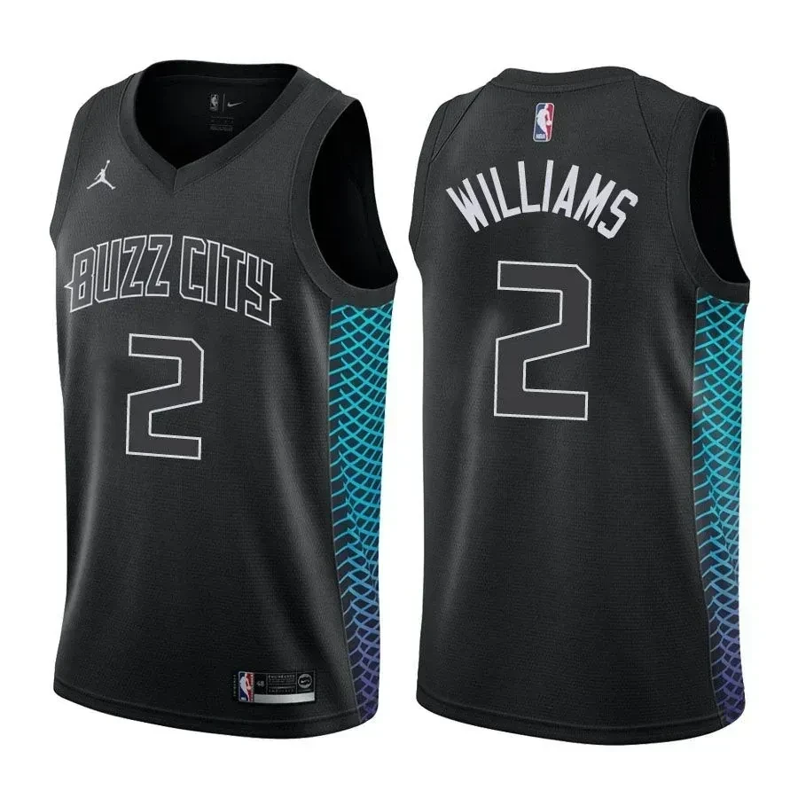 Charlotte Hornets Marvin Williams 2 City Edition Black NBA Jersey Men's