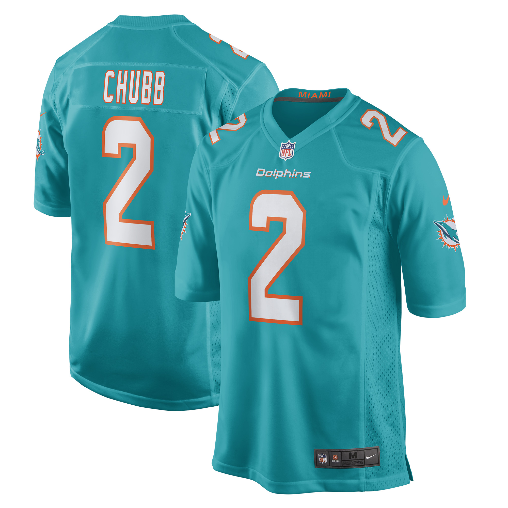 Miami Dolphins Bradley Chubb Aqua Game Player NFL Jersey Men's