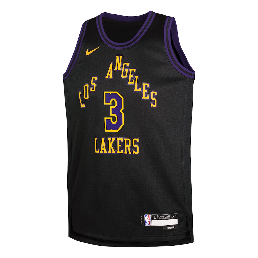 Anthony Davis 3 Los Angeles Lakers 2023/24 City Edition Swingma Black NBA Jersey Youth