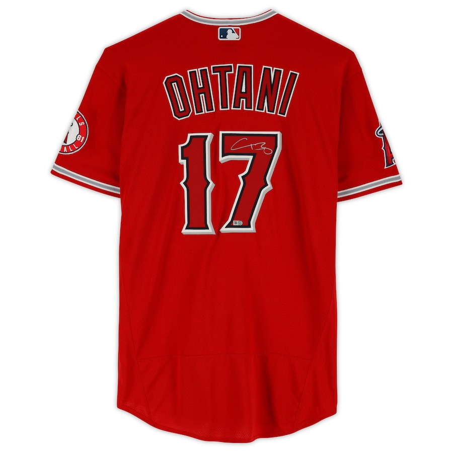 Shohei Ohtani 17 Los Angeles Angels Signed Red MLB Jersey Men's