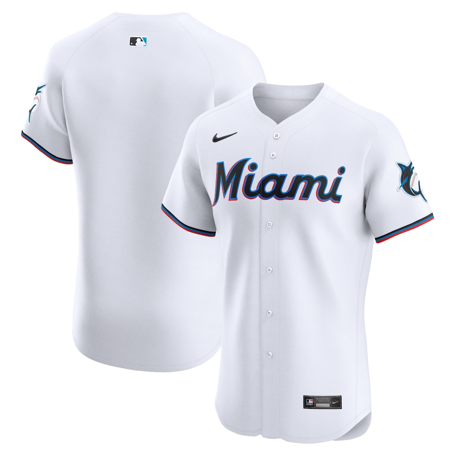 Miami Marlins Home Elite Patch Jersey White