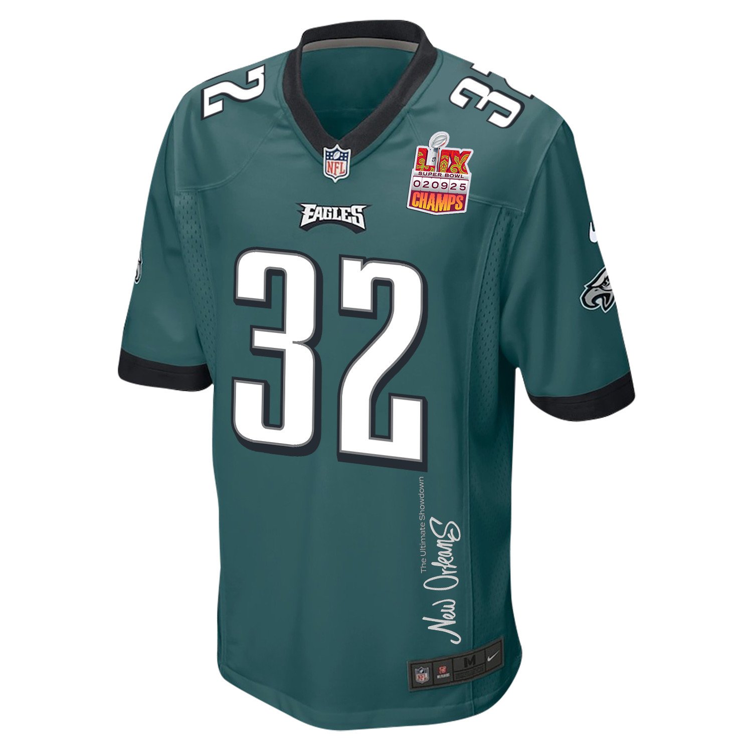Reed Blankenship 32 Philadelphia Eagles Super Bowl LIX Champions Patch New Orleans The Ultimate Showdown' EMBROIDERED Game Midnight Green NFL Jersey Men's
