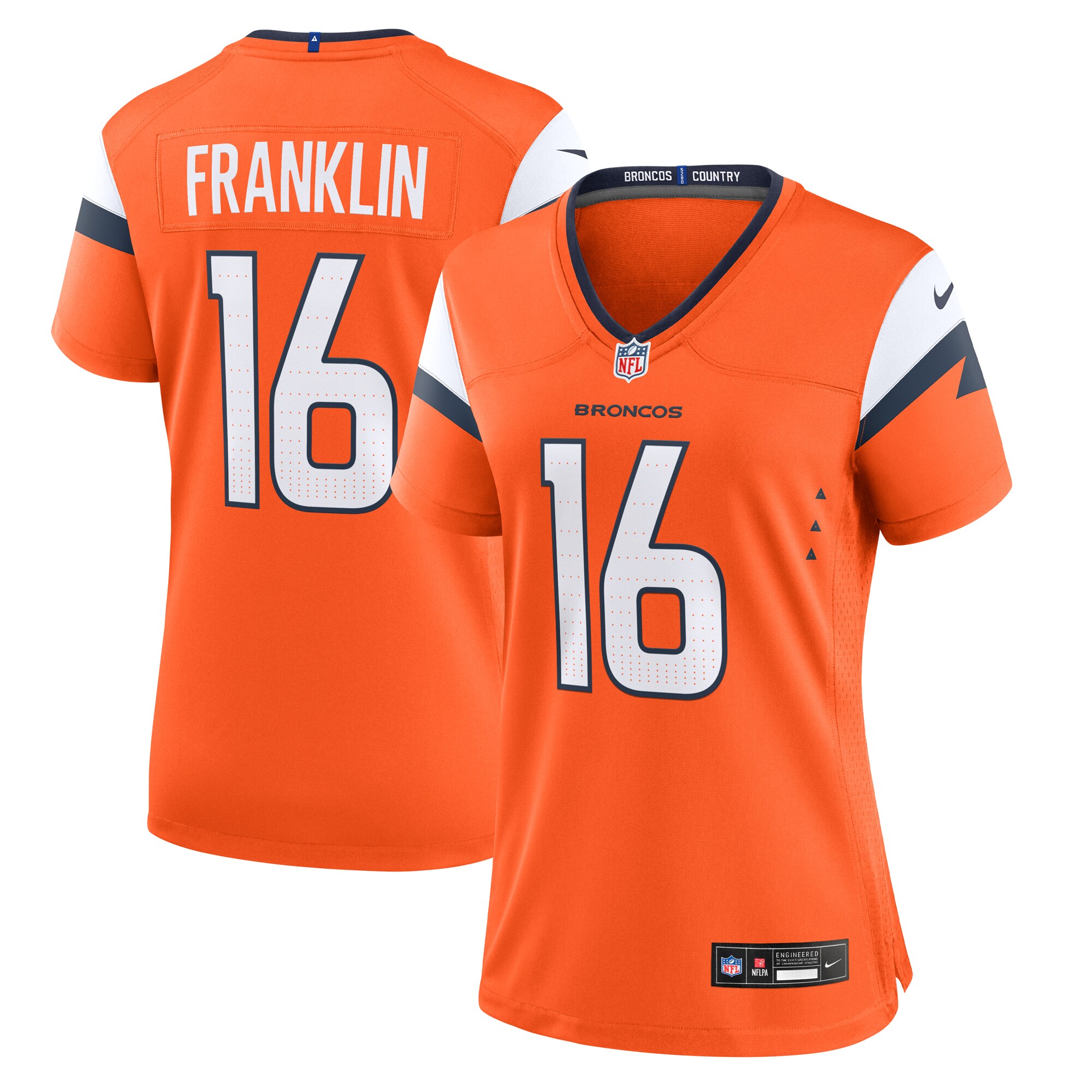 Denver Broncos Troy Franklin Orange Team Game NFL Jersey Women's