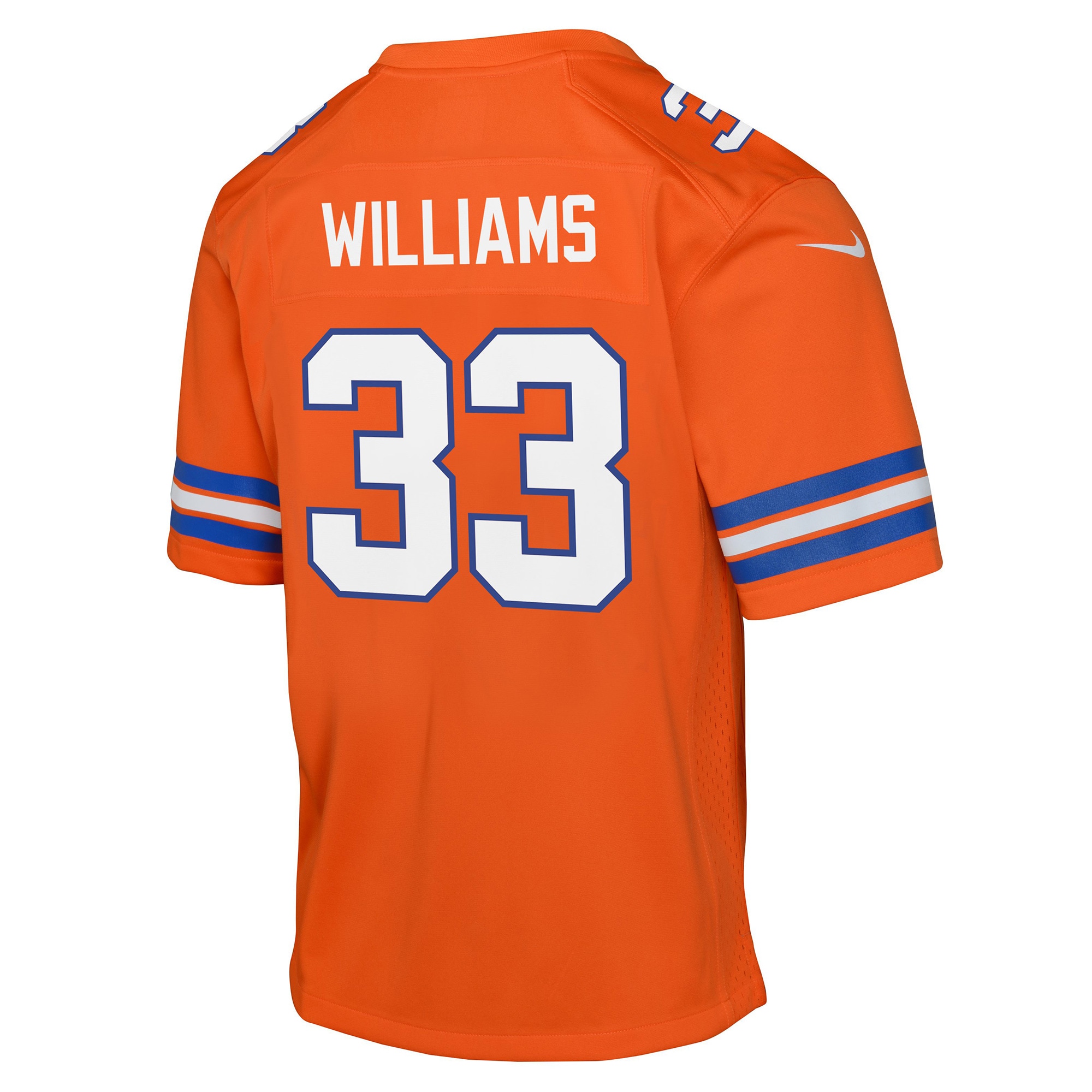 Denver Broncos Javonte Williams Orange Mile High Collection 1977 Throwback Game NFL Jersey Youth