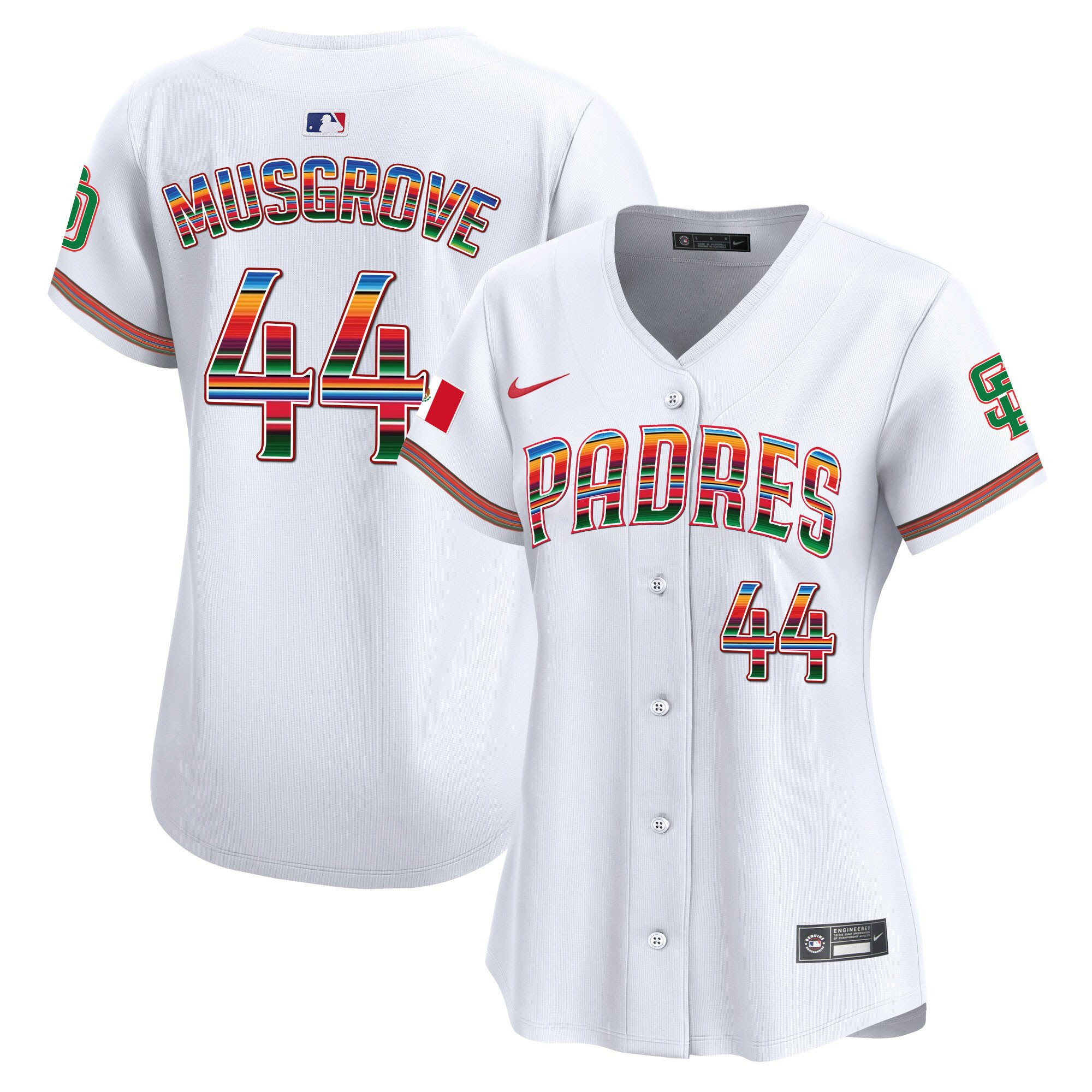 Joe Musgrove 44 San Diego Padres Mexico White MLB Jersey Women's