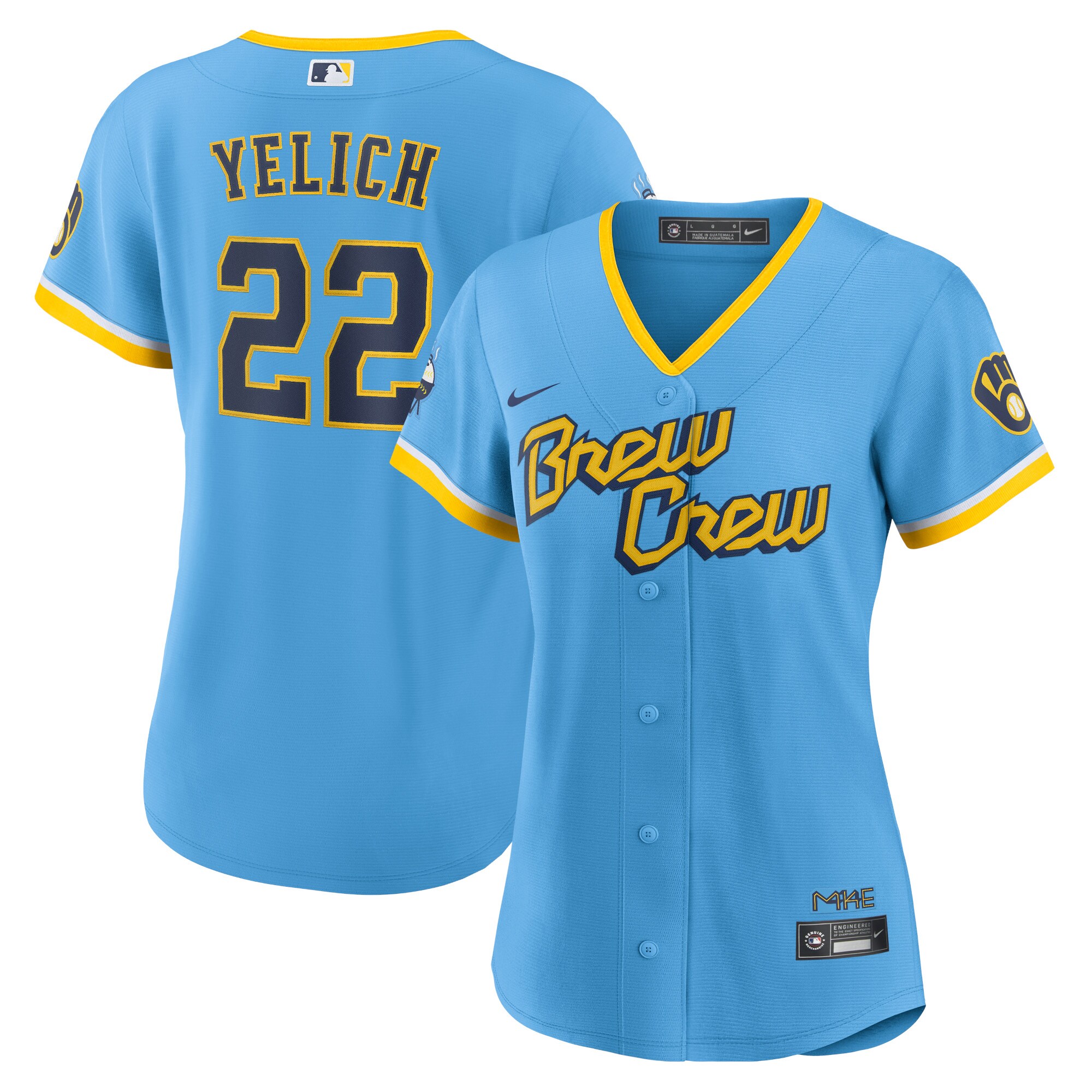 Milwaukee Brewers Christian Yelich Powder Blue City Connect Player MLB Jersey Women's