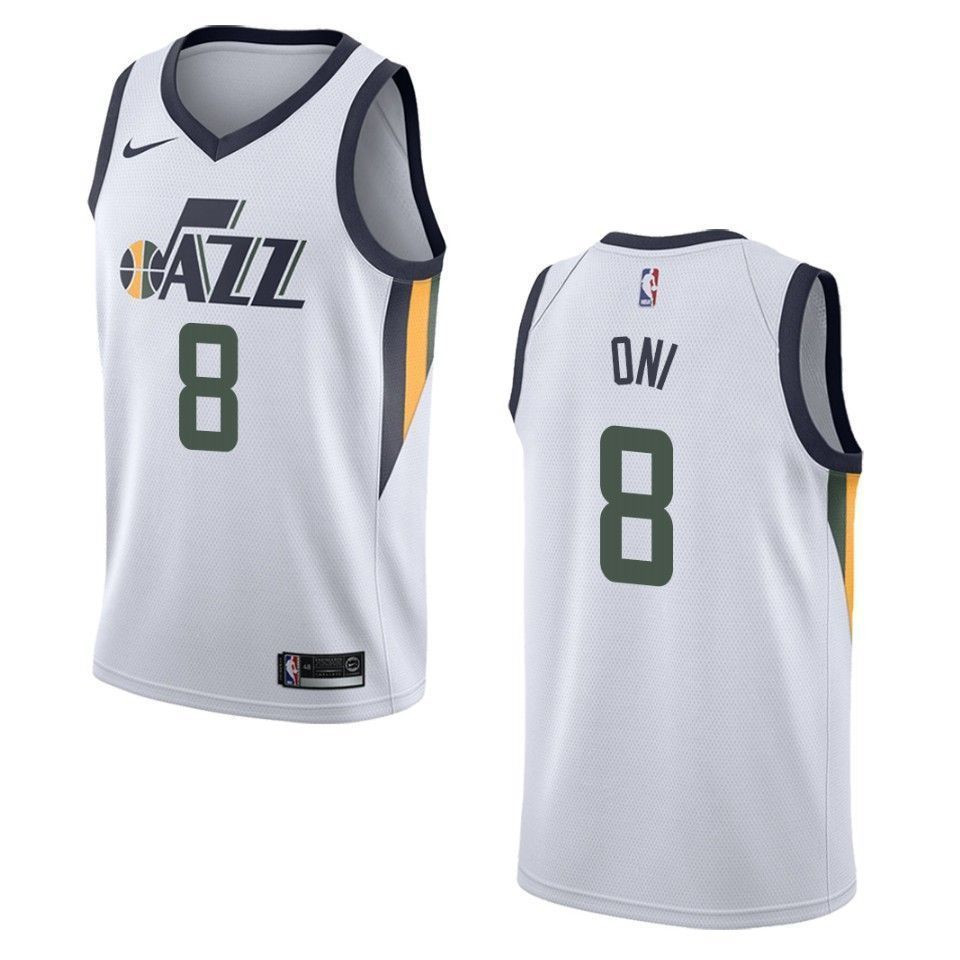 Utah Jazz 8 Miye Oni Association Swingman White NBA Jersey Men's