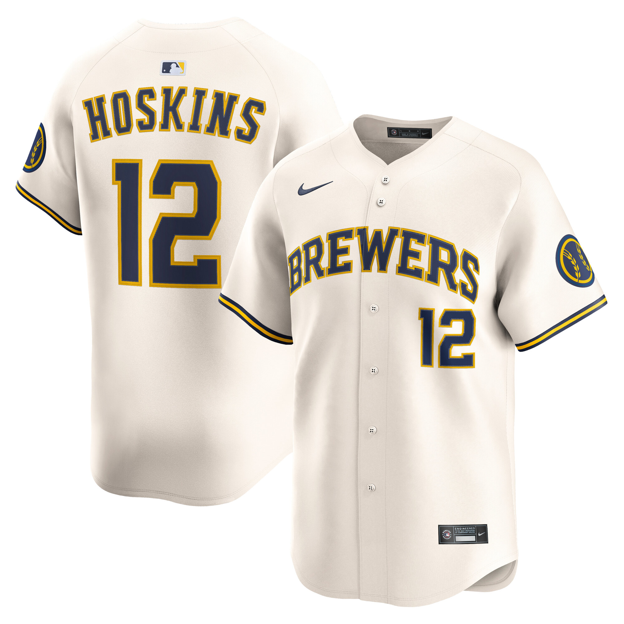 Milwaukee Brewers Rhys Hoskins Cream Alternate Limited Player MLB Jersey Men's