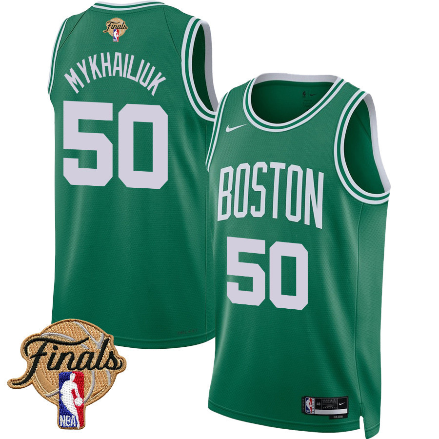 Svi Mykhailiuk 50 Boston Celtics 2024 FINALS PATCH Icon Edition Kelly Green NBA Jersey Men's