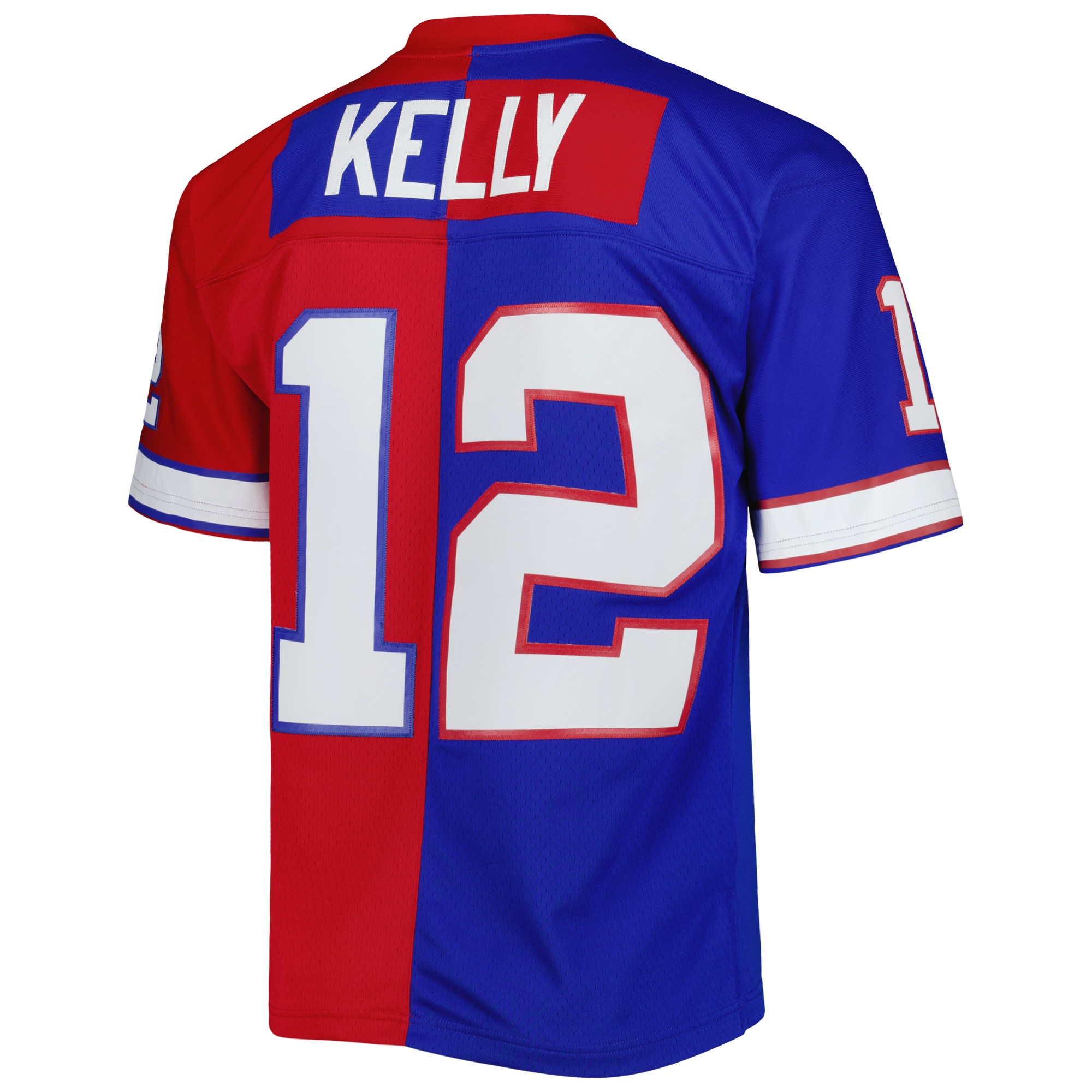 Buffalo Bills Jim Kelly Mitchell Ness Royal/Red 1990 Split Legacy NFL Jersey Men's
