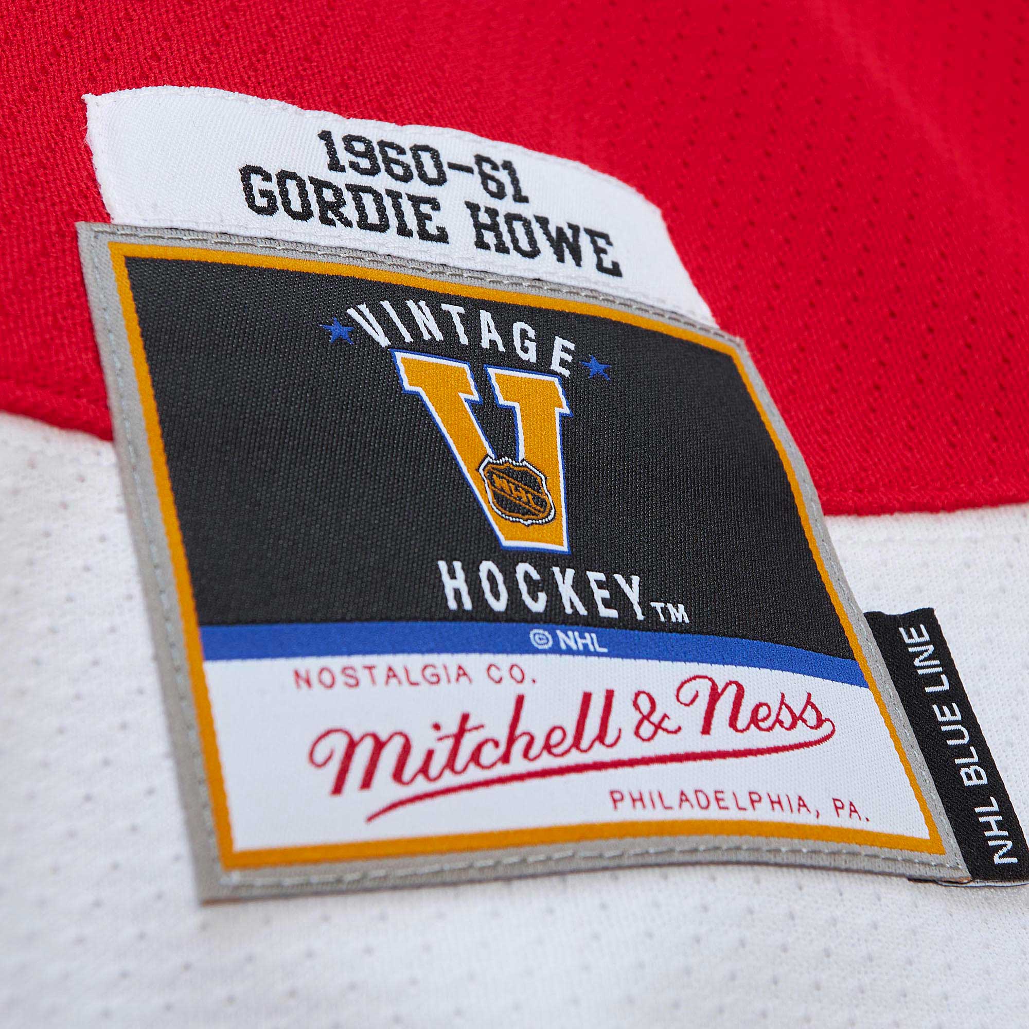 Detroit Red Wings Gordie Howe Mitchell Ness Red Big Tall 1960 Captain Patch Blue Line Player NHL Jersey Men's