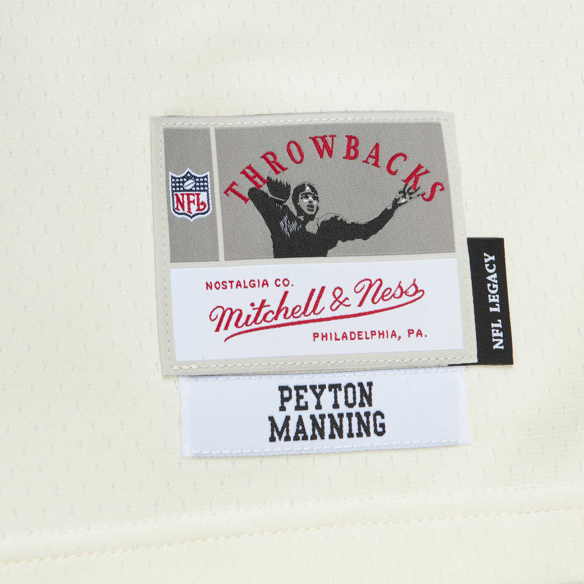 Indianapolis Colts Peyton Manning Mitchell Ness Cream Chainstitch Legacy NFL Jersey Men's