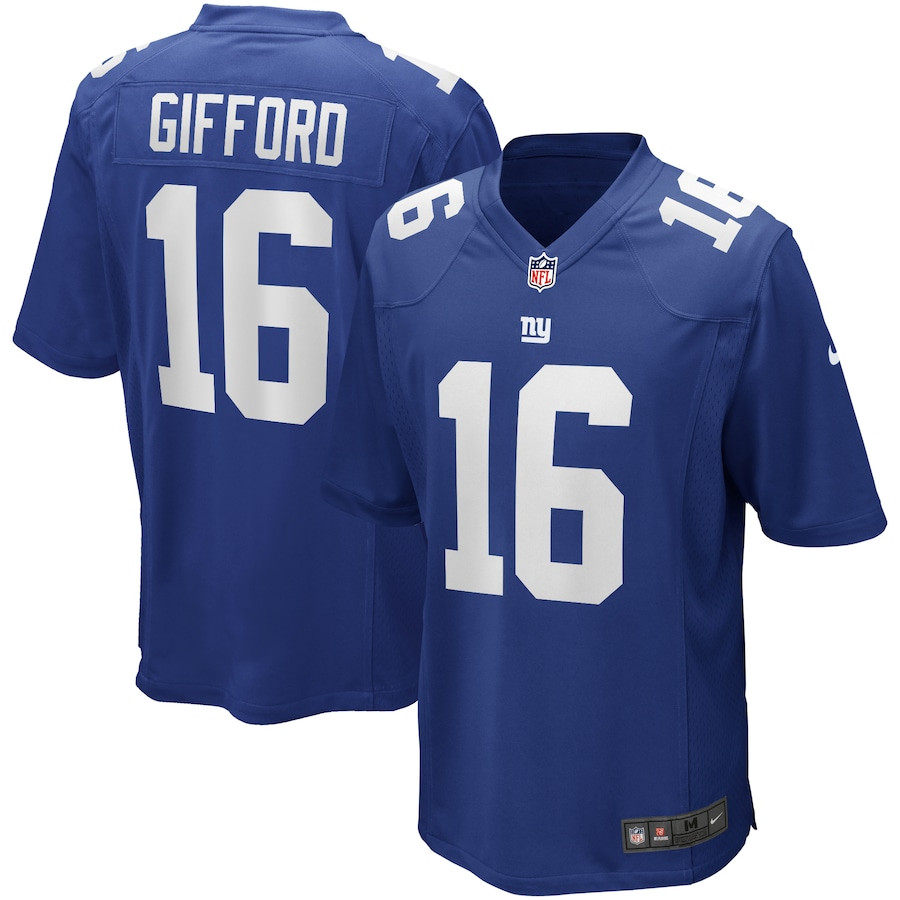 Frank Gifford 16 New York Giants Game Retired Royal NFL Jersey Men's