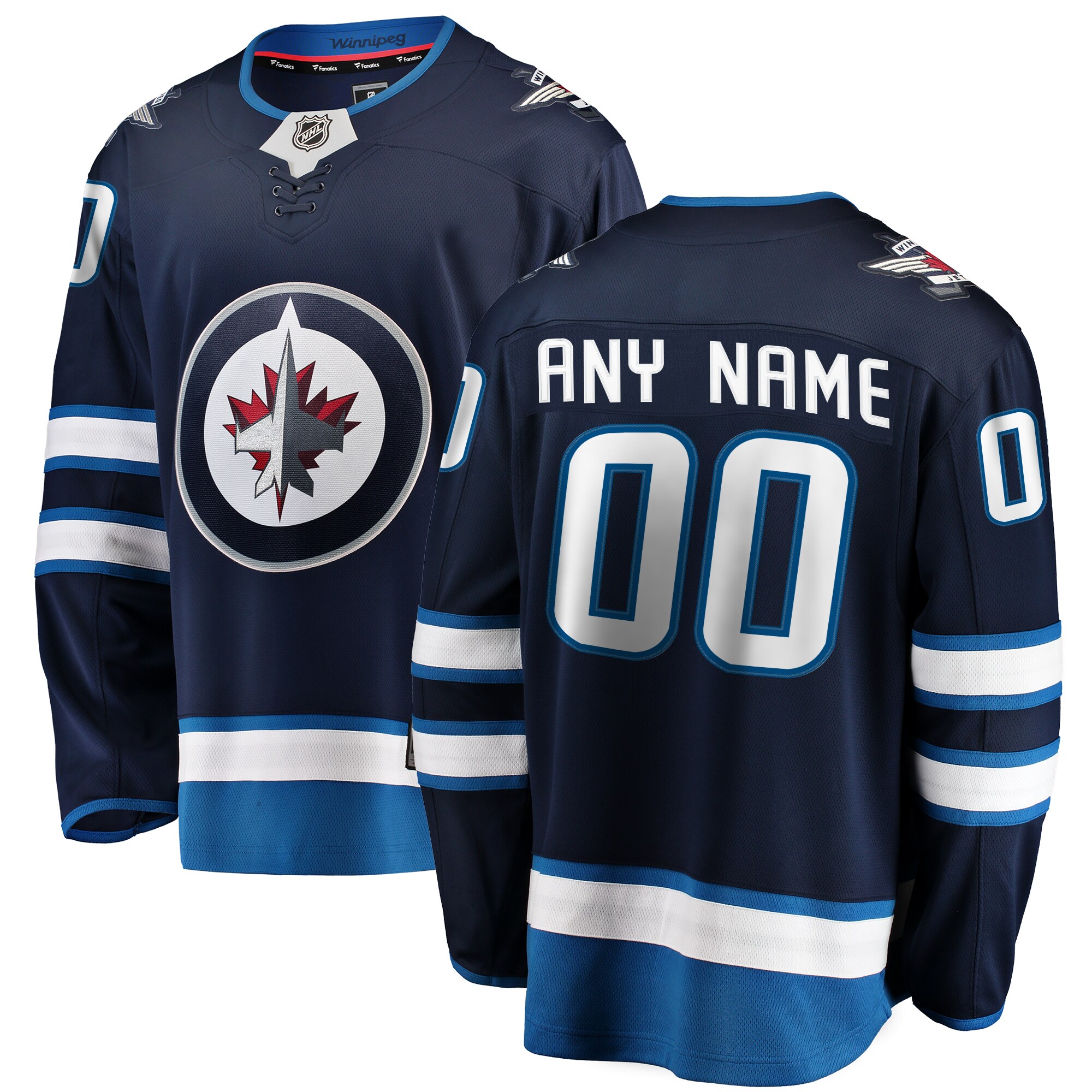 Winnipeg Jets Blue Home Breakaway Custom NHL Jersey Men's
