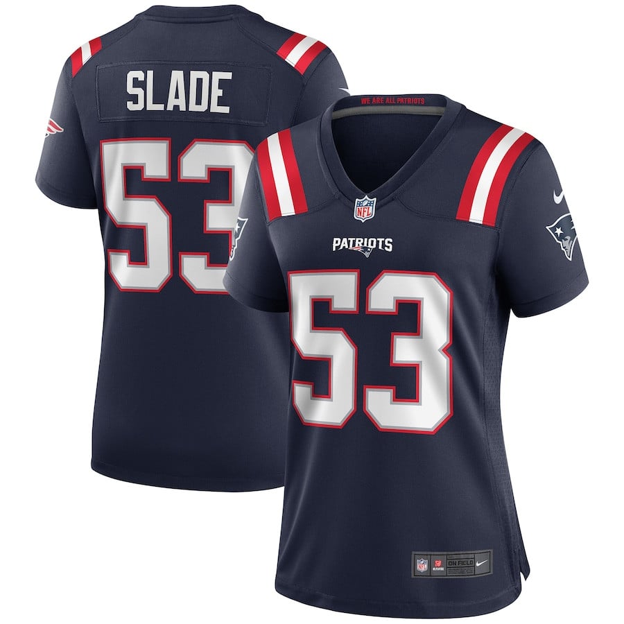 Chris Slade 53 New England Patriots Game Retired Navy NFL Jersey Women's