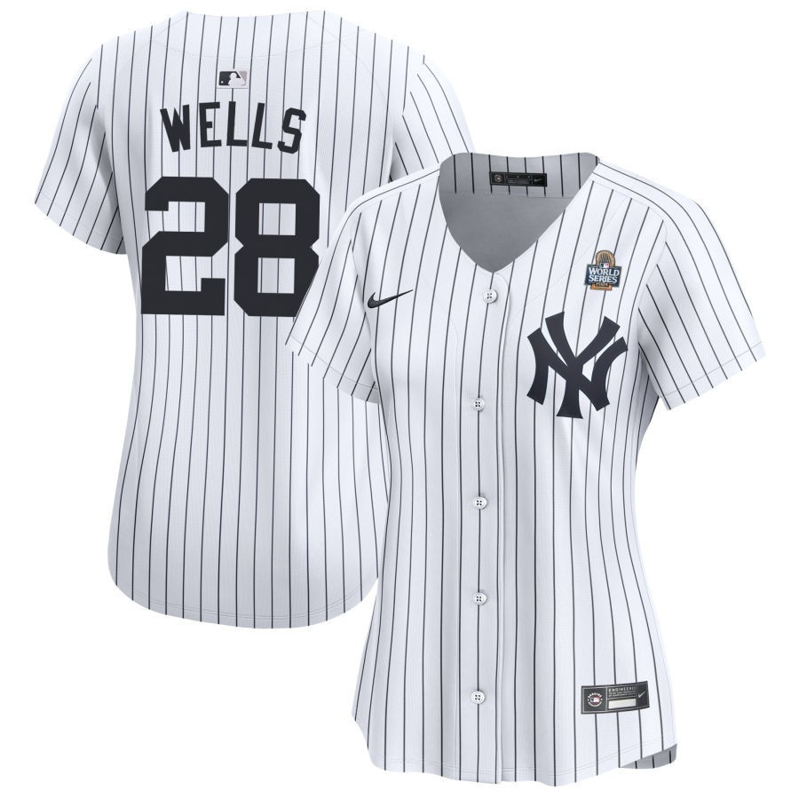 Austin Wells 28 New York Yankees 2024 World Series Home Limited White MLB Jersey Women's