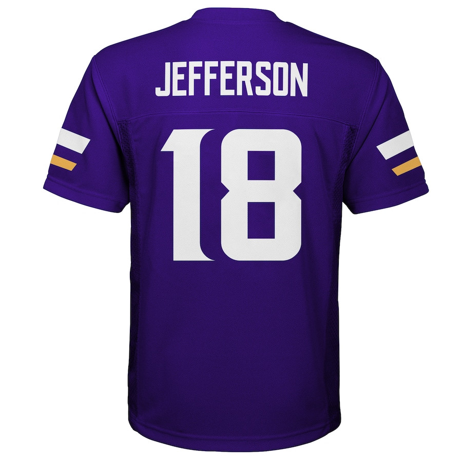Justin Jefferson 18 Minnesota Vikings Game Purple NFL Jersey Youth