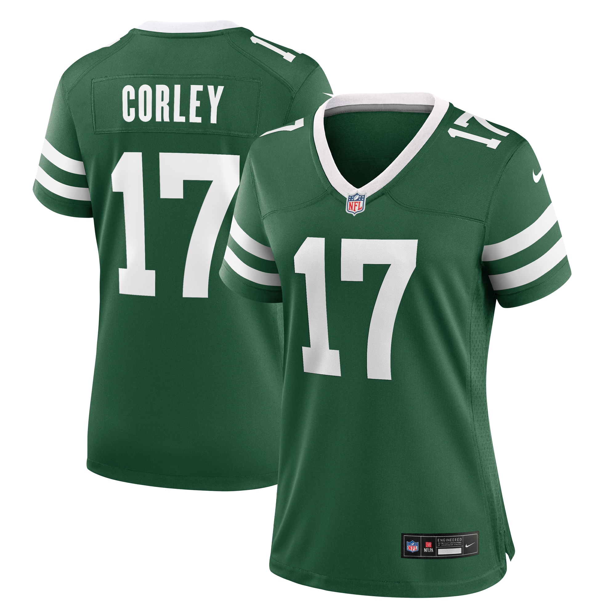 New York Jets Malachi Corley Legacy Green Team Game NFL Jersey Women's