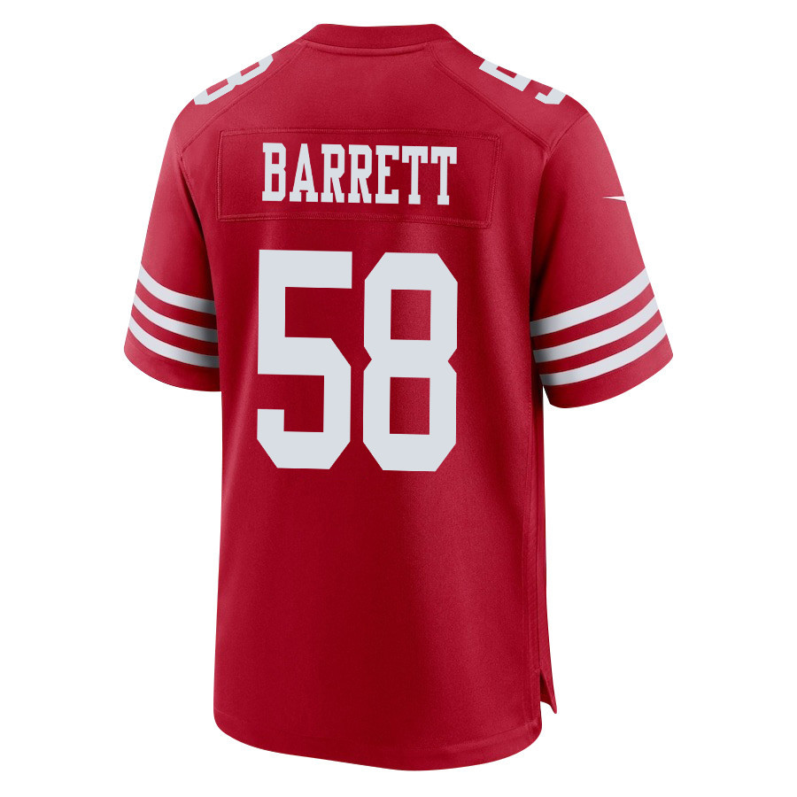 Alex Barrett 58 San Francisco 49ers NFC Champions Patch Game Scarlet NFL Jersey Men's