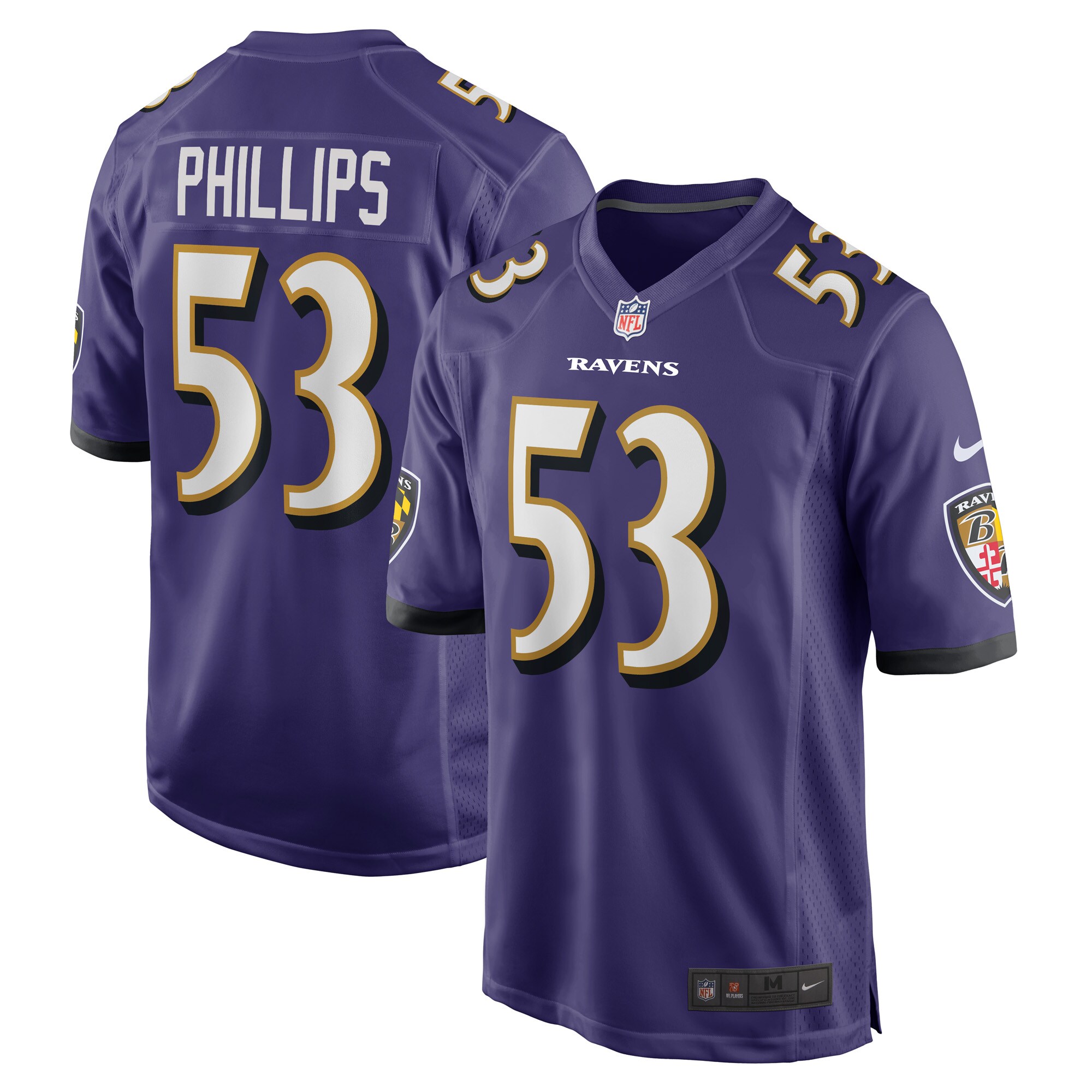 Baltimore Ravens Del'Shawn Phillips Purple Game Player NFL Jersey Men's