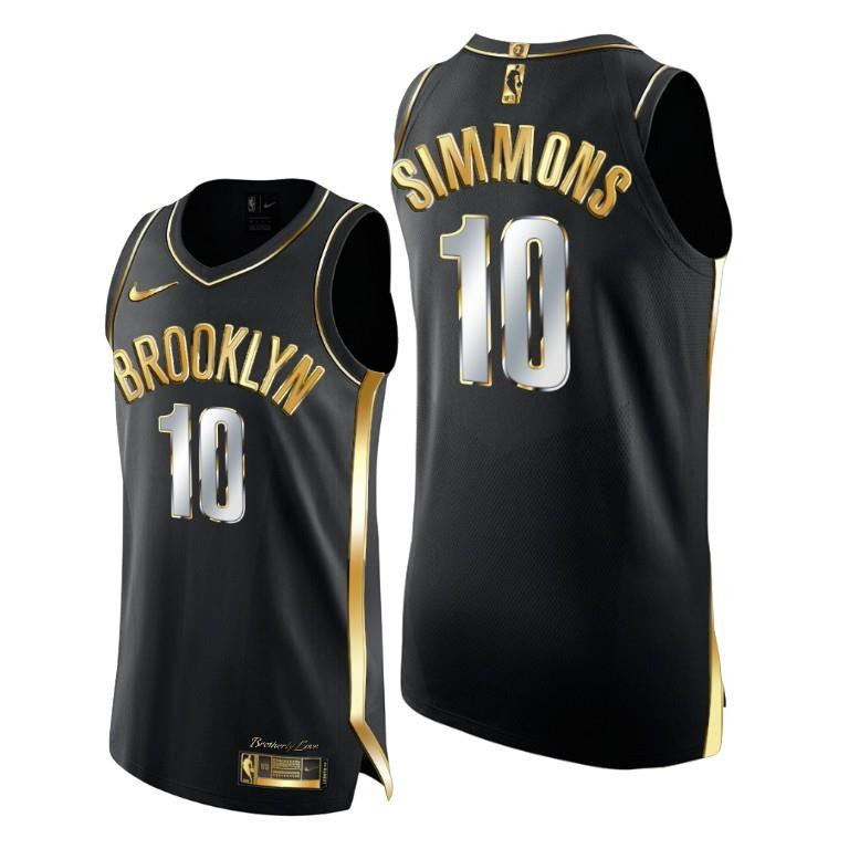 Ben Simmons 10 Brooklyn Nets Golden Edition Black NBA Jersey Men's