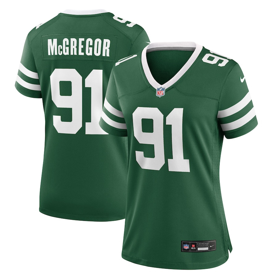 Braiden McGregor 91 New York Jets Team Game Legacy Green NFL Jersey Women's