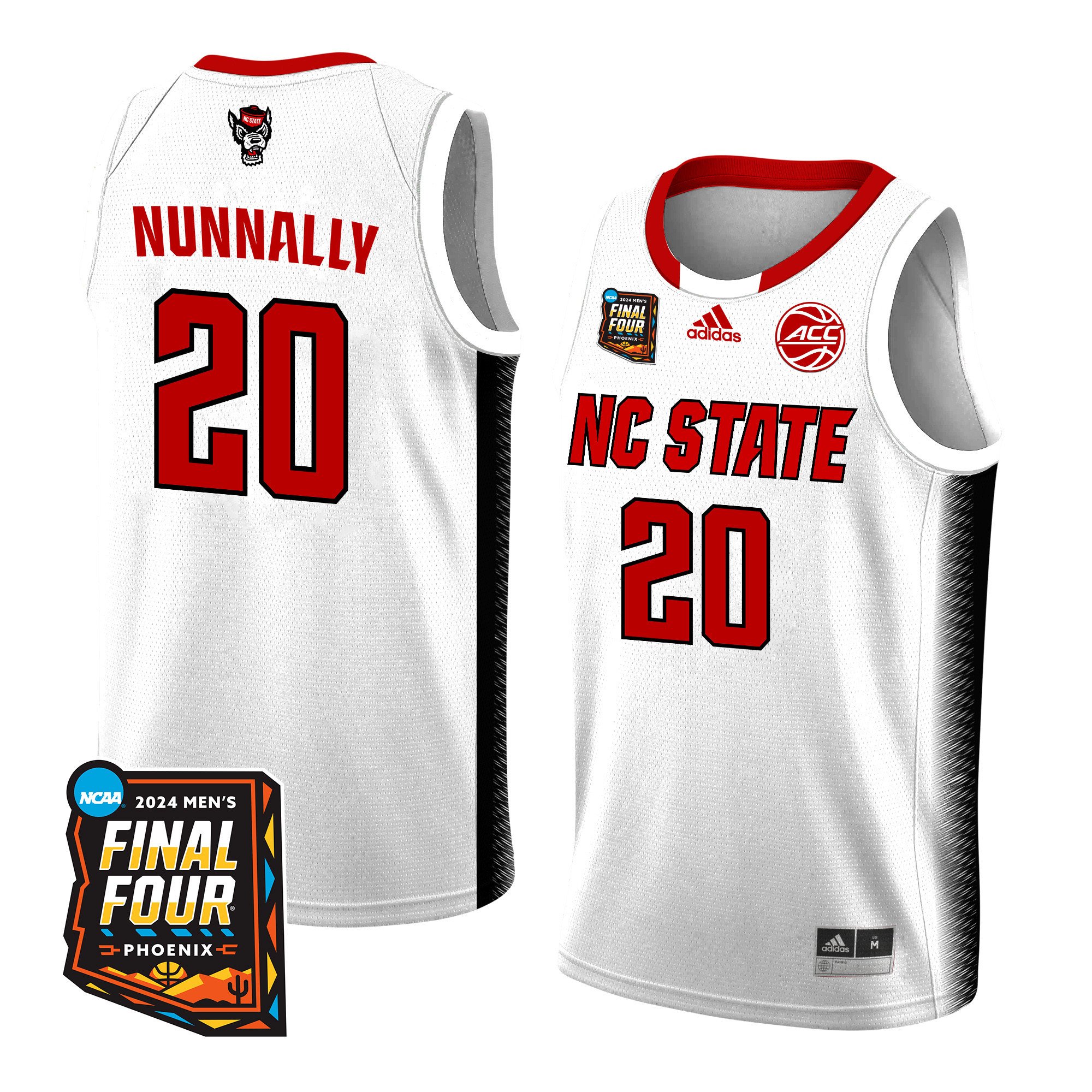 Alex Nunnally NC State 2024 Final Four Patch Re White NCAA Jersey Men's