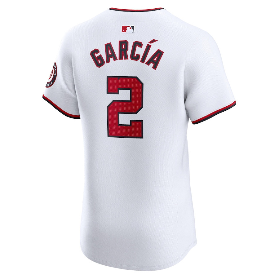 Luis Garcia 2 Washington Nationals Home Elite Player White MLB Jersey Men's
