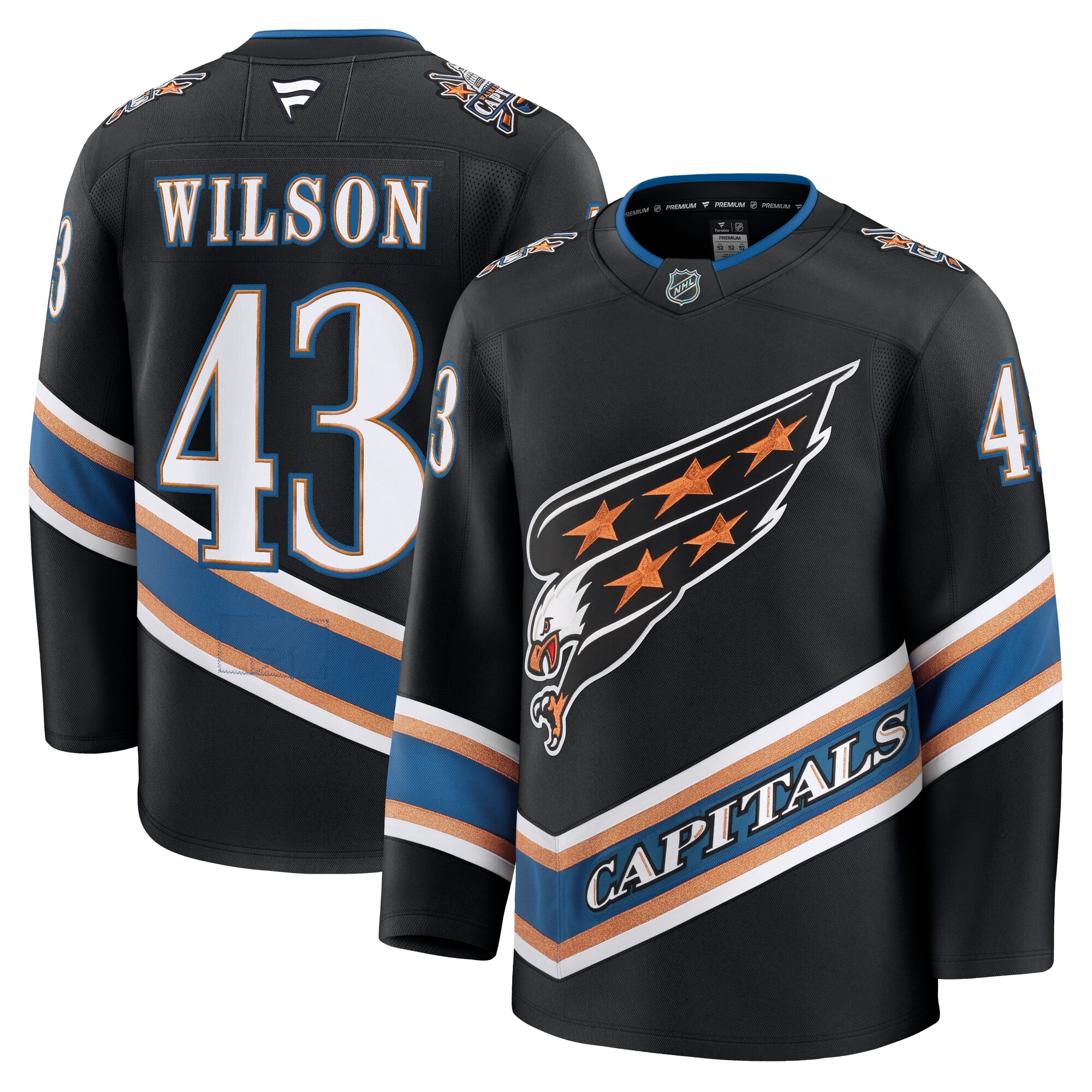 Washington Capitals Tom Wilson Black Alternate 50th Anniversary Premium NHL Jersey Men's