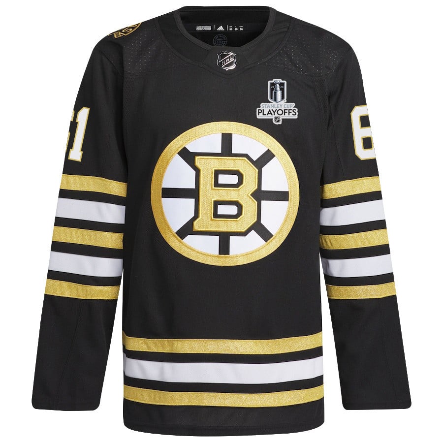 Pat Maroon 61 Boston Bruins 2024 Playoffs Patch Home Black NHL Jersey Men's