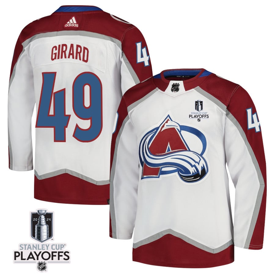 Samuel Girard 49 Colorado Avalanche 2024 Playoffs Patch Away White NHL Jersey Men's