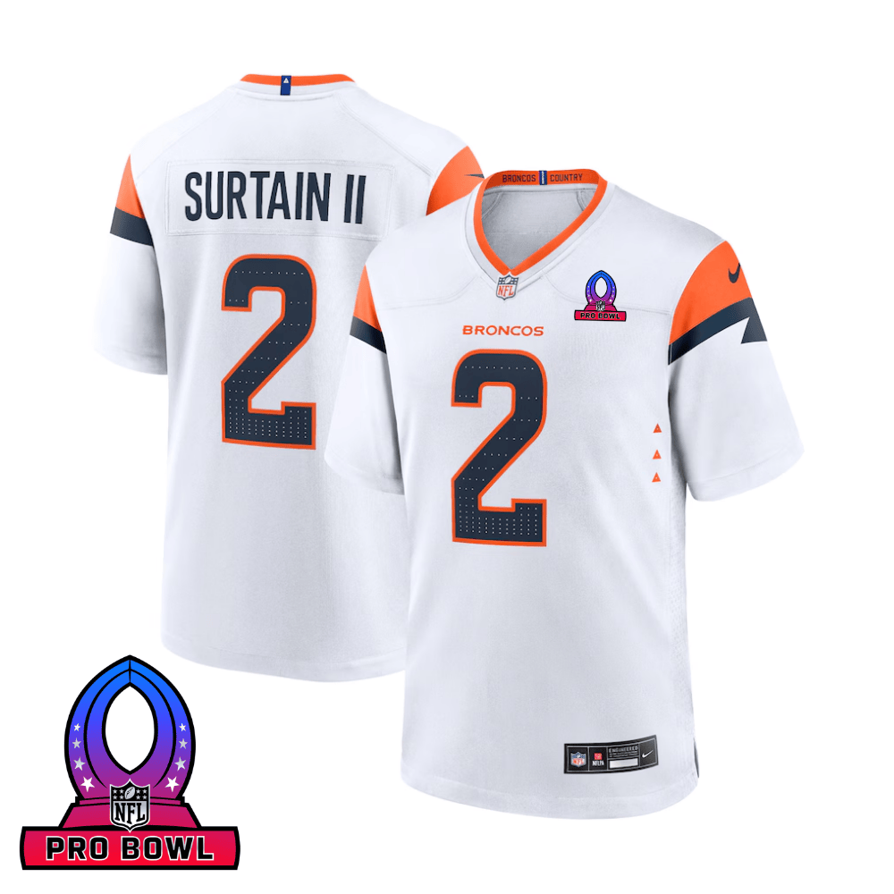 Patrick Surtain II 2 Denver Broncos 2025 Pro Bowl Patch Game White NFL Jersey Men's