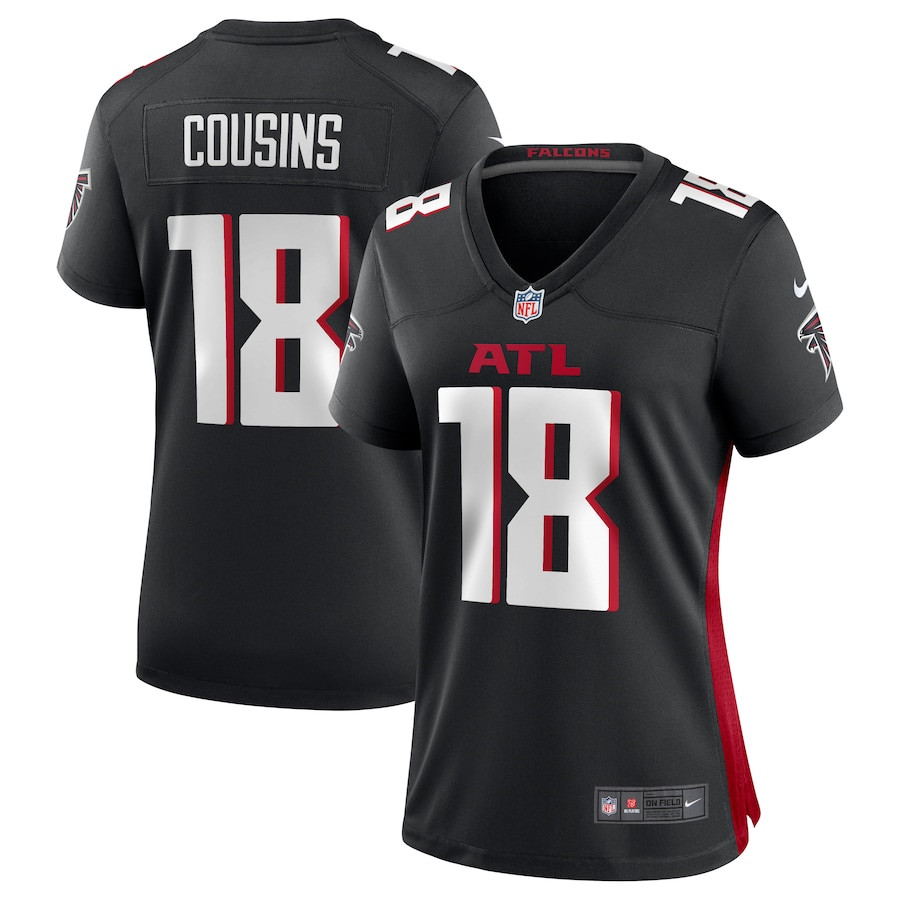 Kirk Cousins 18 Atlanta Falcons Game Black NFL Jersey Women's