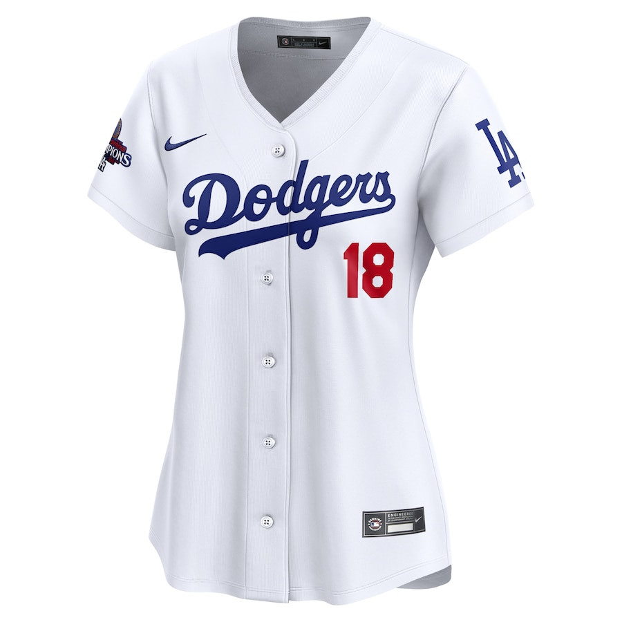 Yoshinobu Yamamoto 18 Los Angeles Dodgers 2024 World Series Champions Home Limited White MLB Jersey Women's