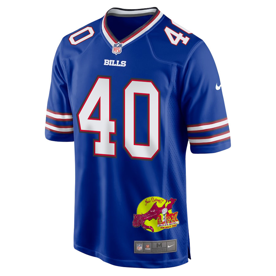 Von Miller 40 Buffalo Bills Super Bowl LIX New Orleans Patch Game Royal NFL Jersey Men's