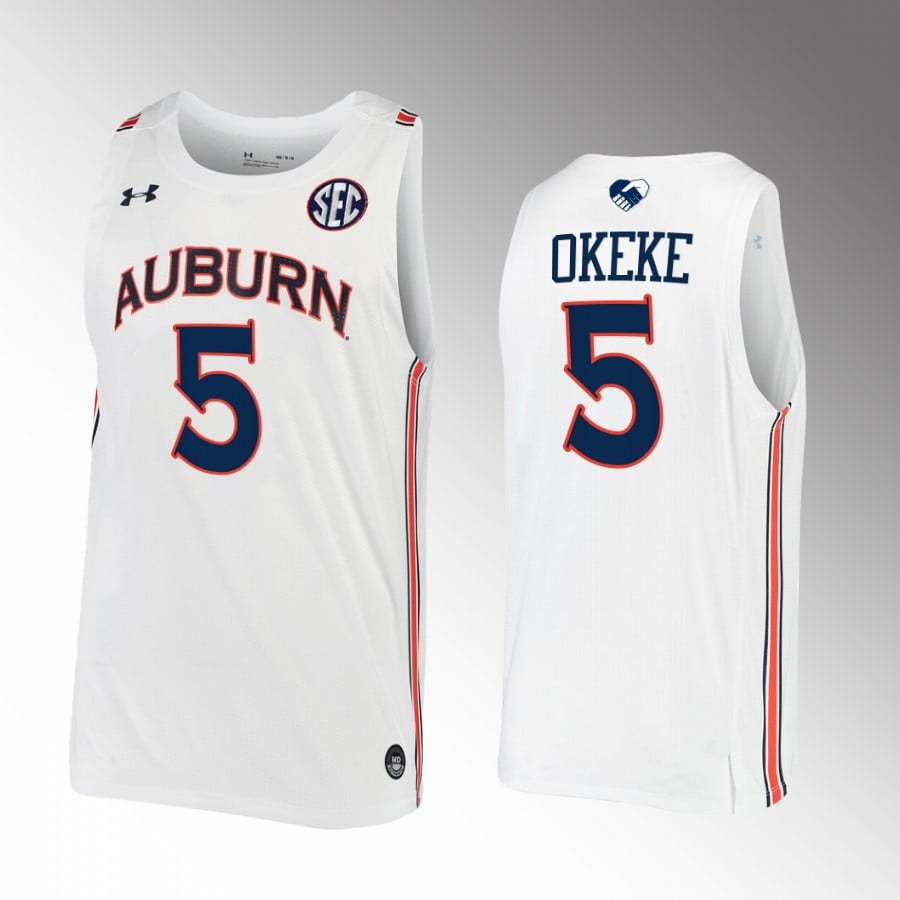 Chuma Okeke 5 Auburn Tiger White College NCAA Jersey Men's