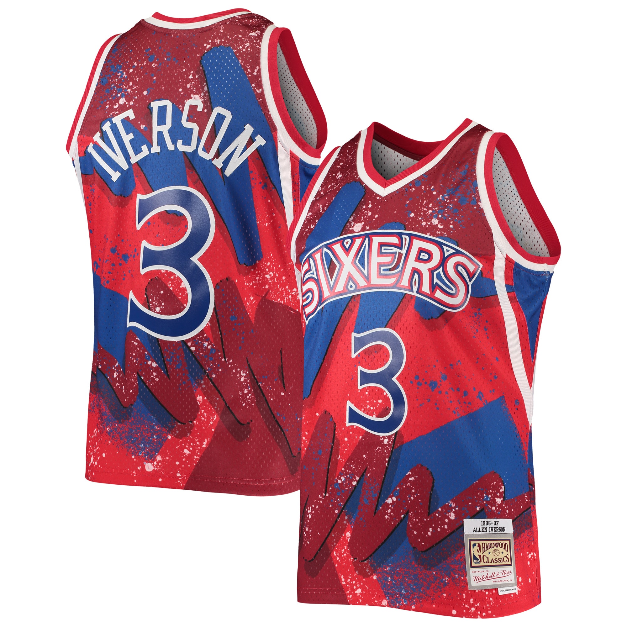 Mitchell Ness Allen Iverson Red Philadelphia 76ers Hardwood Classics 1996/97 Hyper Hoops Swingman NBA Jersey Men's