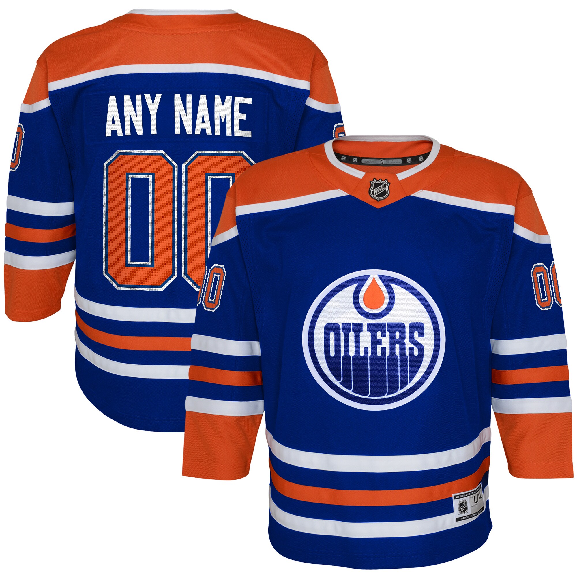 Edmonton Oilers Royal Home Custom NHL Jersey Youth